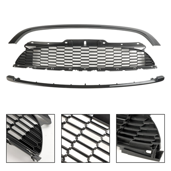 2008-2014 MINI R55 Cooper S & JCW 5-Door Estate 3PCS Gloss Black Front Grille Grill Generic