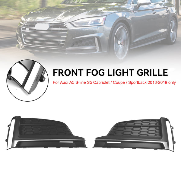 2018-2019 Audi A5 S-Line S5 2pcs Front Bumper Fog Light Grille Cover Trim 8W6807682FRU6 Generic