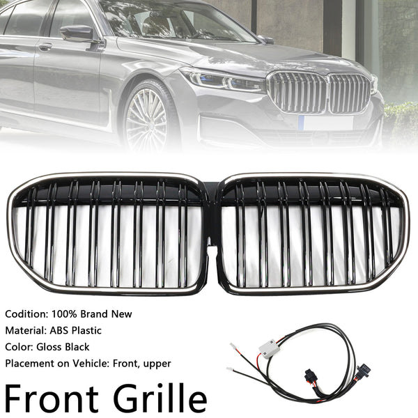 2019-2022 BMW 7 Series G11 G12 Double Slat Gloss Black Front Grill Grille Generic