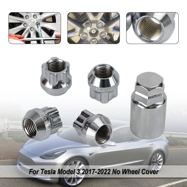 20-22 Tesla Model Y M14x1.5 4PCS Wheel Lock Lug Nut Chrome Generic