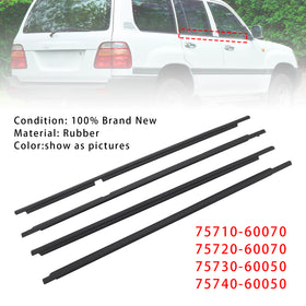 Land Cruiser LC100 1998-2007 4PCS Door Glass Belt Outer Molding Weatherstrip