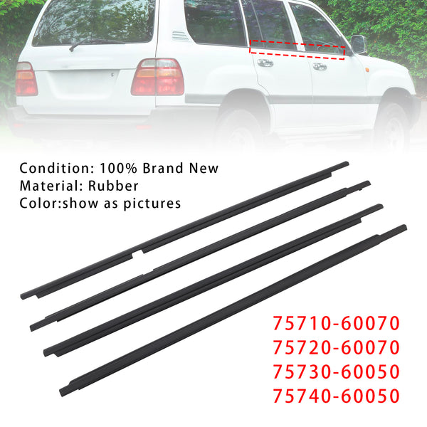 Land Cruiser LC100 1998-2007 4PCS Door Glass Belt Outer Molding Weatherstrip