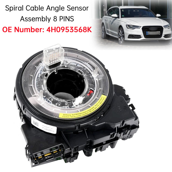 4H0953568K Spiral Cable Angle Sensor Assembly 8 PINS For Audi A6 4G 2012-2018