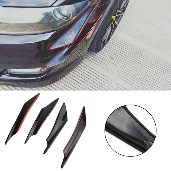 4pcs Universal Car Front Bumper Fins Body Splitter Spoiler Canards Gloss Black Generic
