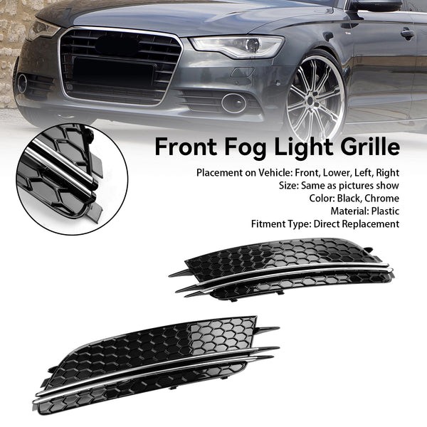 2012-2015 Audi A6 4G C7 Sedan / Avant Standard Version 2PCS Front Fog Light Cover Bezel Grill Grille 7911070549 Generic