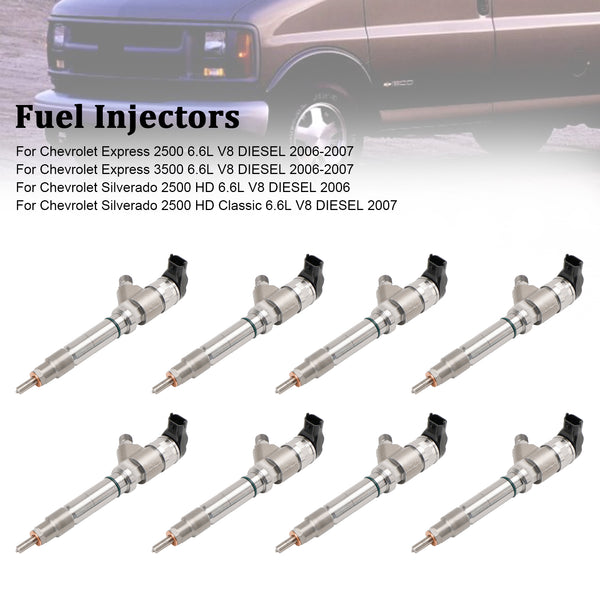 2006-2007 Chevrolet Express 2500/3500 6.6L V8 DIESEL 8PCS Fuel Injector 0445120042 0445120082 19208742 Generic