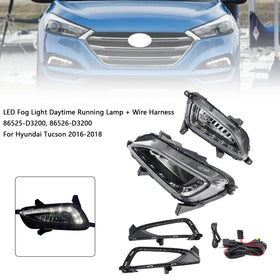 LED Fog Lights Front Bumper Lamps with DRL For 2016-2018 Hyundai Tucson