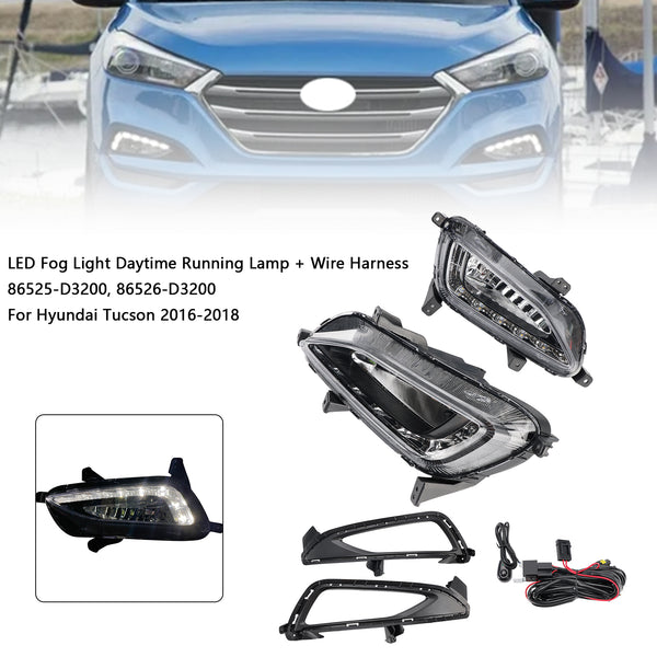 LED Fog Lights Front Bumper Lamps with DRL For 2016-2018 Hyundai Tucson