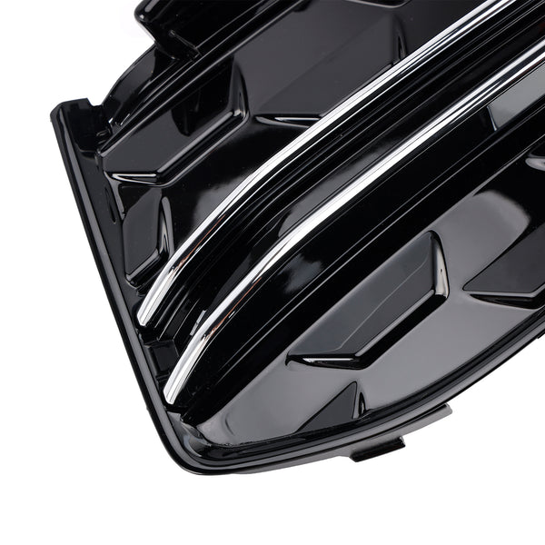 2PCS Front Bumper Fog Light Grille Trim Fit Audi A6L C8PA 2023+ Black Chrome