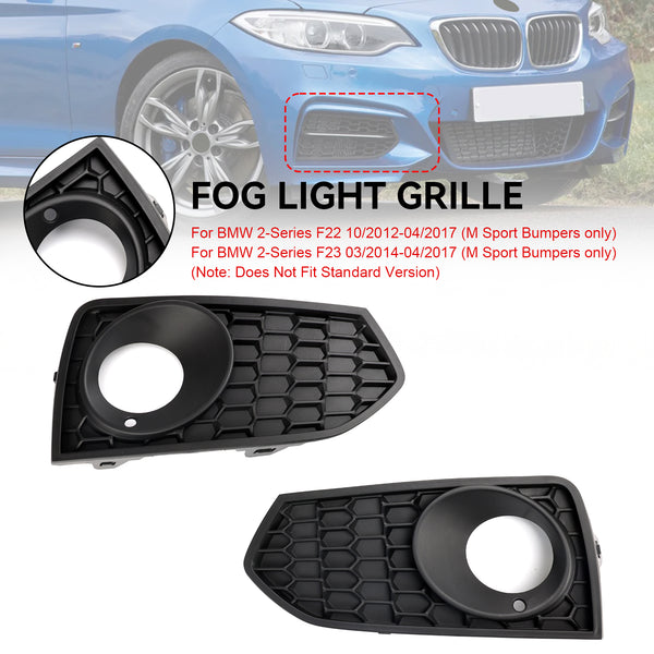 03/2014-04/2017 BMW 2-Series F23 (M Sport Bumpers only) 2PCS Front Bumper Fog Light Grille Grill 51118055319 51118055320 Generic