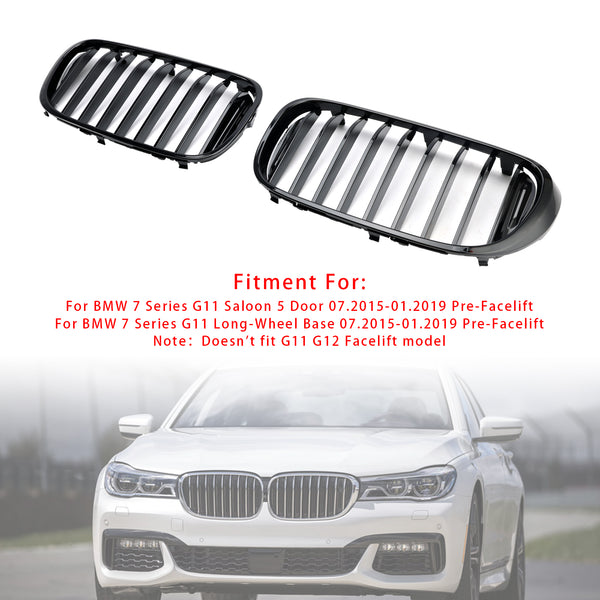 2015.7-2019.1 BMW 7 Series G11 Saloon 5 Door Pre-Facelift Gloss Black Front Kidney Grille Generic