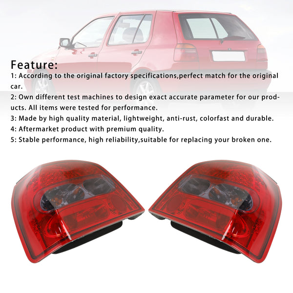 1992-1997 VW GOLF MK3 MK 3 III 2PCS Clear LED Rear Tail Lights Lamps Generic