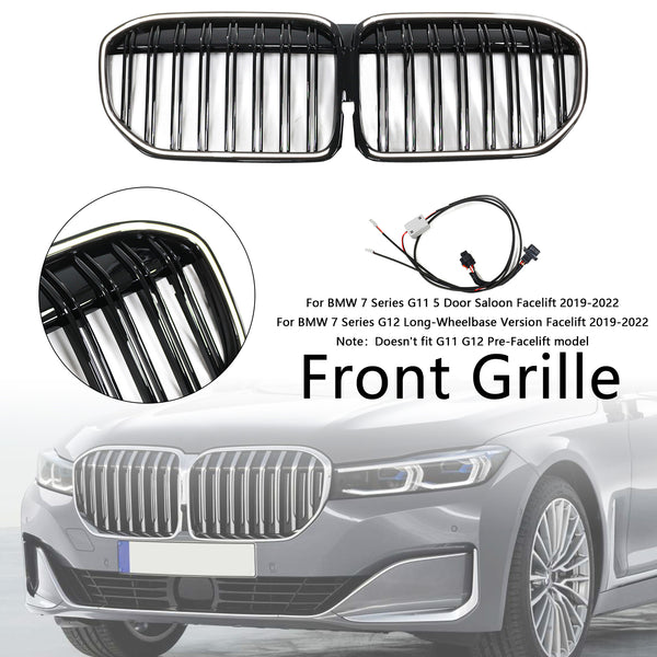 2019-2022 BMW 7 Series G11 G12 Double Slat Gloss Black Front Grill Grille Generic