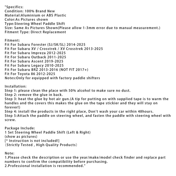 Steering Wheel Paddle Shifter For Subaru Forester Toyota