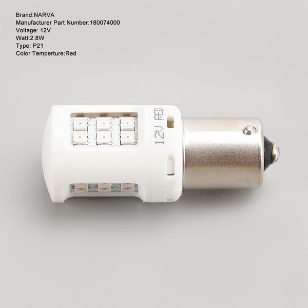 For NARVA Range Power LED P21 Red 12V 2.8W BA15s 6000K 180074000 Generic