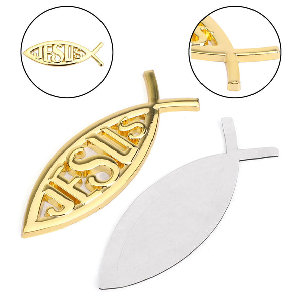 3D Car Decal Emblem Sticker Religious God For Jesus Christian Fish Symbol Gold Generic