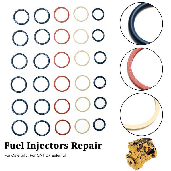 Caterpillar C7 Fit CAT C7 External 6PCS Fuel Injectors Seal O-Ring Kit Generic