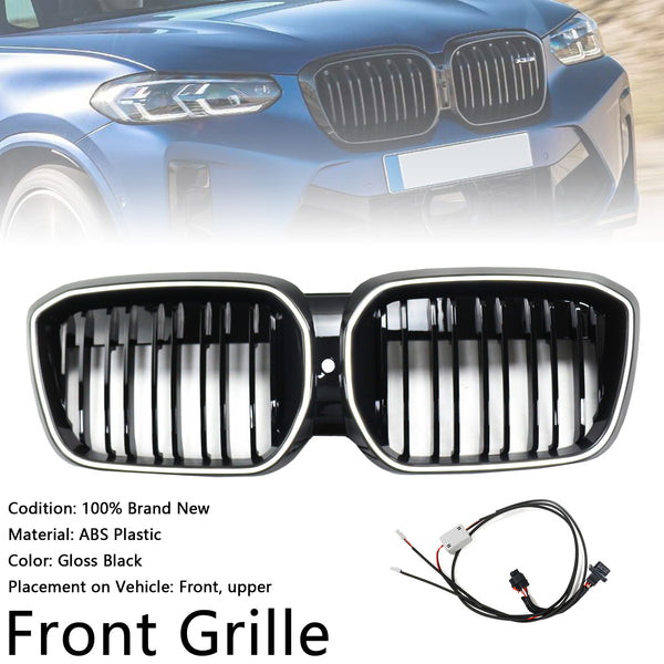 2022-2024 BMW IX3 G08 LCI Double Slat Black Front Kidney Grill Grille Generic