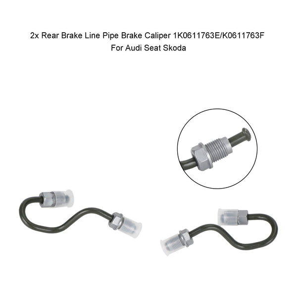 10.2009-05.2015 Superb II Estate 2x Rear Brake Line Pipe Brake Caliper 1K0611763E 1K0611763F Generic