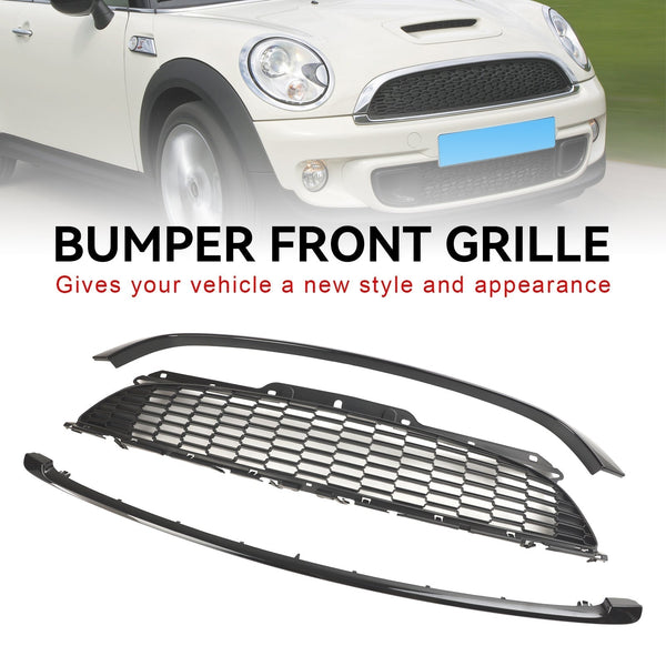 2012-2015 MINI R59 Cooper S & JCW 2-Door Roadster 3PCS Gloss Black Front Grille Grill Generic