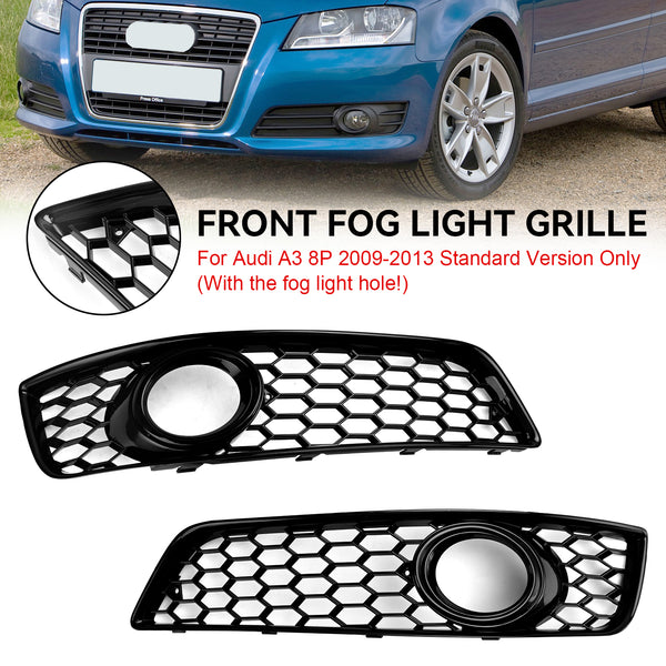 2009-2013 Audi A3 8P Standard Version Honeycomb Bumper Front Fog Light Grill Grille Cover Generic