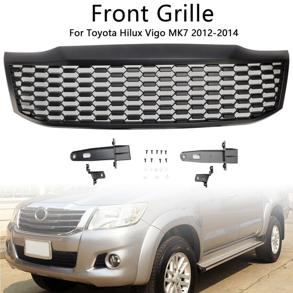 2012-2014 Toyota Hilux Vigo MK7 Matt Black Front Bumper Grill Grille Generic