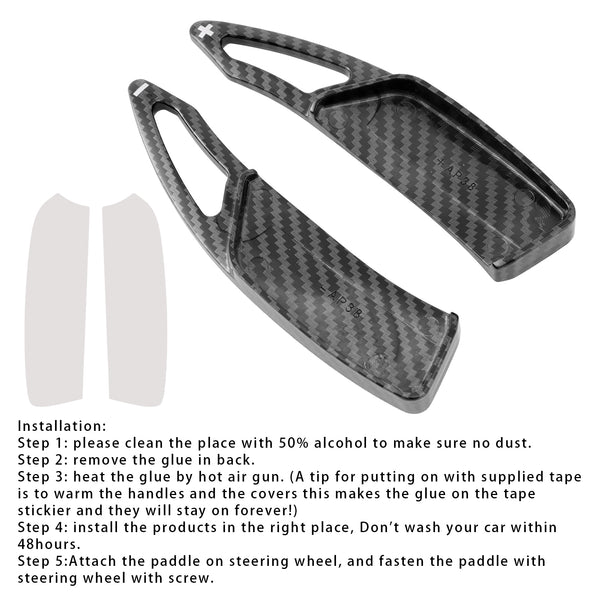 Carbon Look Steering Wheel Paddle Shifter Extension For Peugeot 17-23