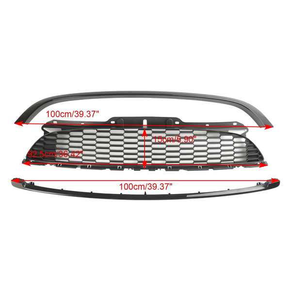 2007-2013 MINI R56 Cooper S & JCW 3-Door Hatchback 3PCS Gloss Black Front Grille Grill Generic