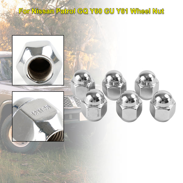 Nissan Patrol GQ Y60 GU Y61 Ford Maverick 6PCS Chrome Wheel Nut 40224V5500 40224-V5500 Generic