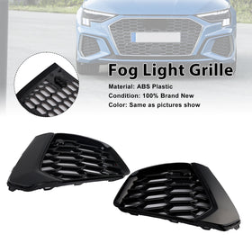 Audi A3 S-line 2021-2023 Black Front Honeycomb Fog Light Grill Cover