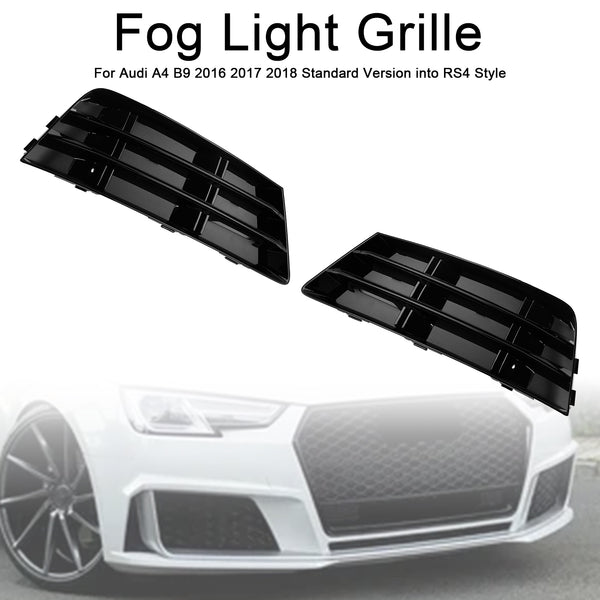 2016-2018 Audi A4 B9 Standard Version into RS4 Style 2PCS Front Fog Light Grille Lower Bumper Grill 8W0 807 681 R 8W0 807 682 R Generic