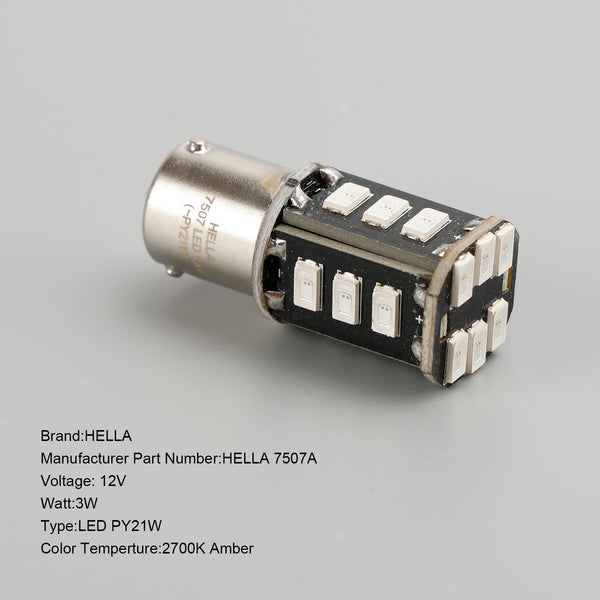 10X For HELLA LED Retrofit 7507A LED PY21W 12V 3W BAU15S 2700K Amber Generic