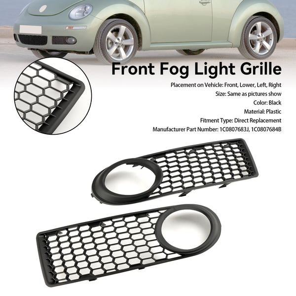 2006-2010 VW Volkswagen Beetle & Beetle Convertible Front Bumper Fog Light Grille 1C0807683J 1C0807684B Generic