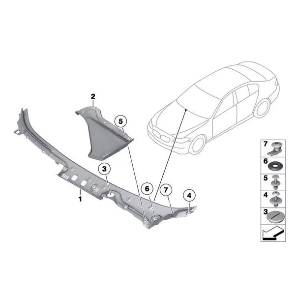2011-2016 BMW 5series 528i 535d 550i Only Fit Left Hand Drive Windshield Cowl Panel Cover 51717203124 Generic