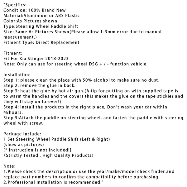 Steering Wheel Paddle Shifter Covers For Kia Stinger 2018-2023