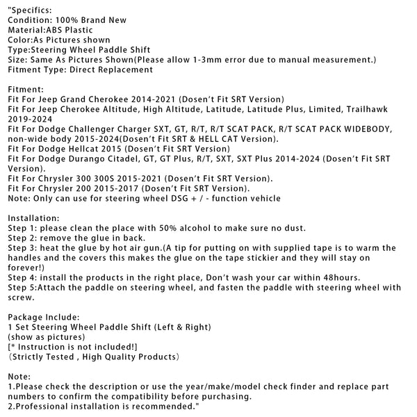 Steering Wheel Paddle Shifter Extensions For Dodge Challenger 2015-2024