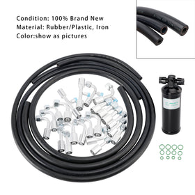 26PCS Air Conditioning Hose and Fitting Kit Includes 6.5 ft #6#8#10 AC Hoses