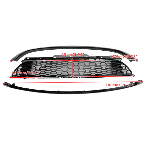 2008-2014 Mini R55 Cooper S & JCW 5-Door Estate 3Pcs Gloss Black Front Grill Grille Generic