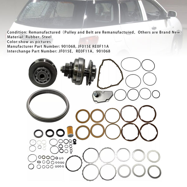 Transmission Master Rebuild Kit & Pulley Set W/ Belt JF015E RE0F11A For Nissan