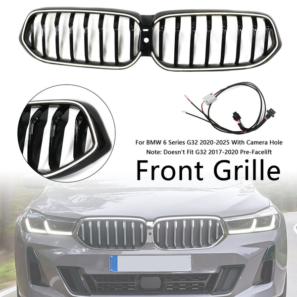 2020-2025 BMW 6 Series G32 Glossy Black Front Kidney Grill Grille Generic