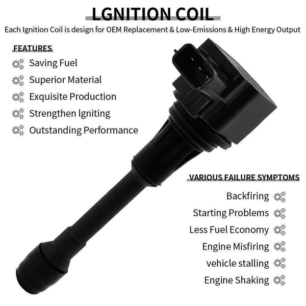2013-2019 Nissan Pathfinder 3.5L V6 6PCS Ignition coil+6PCS Spark Plug UF550 CUF2118 673-4029 5C1727 Generic
