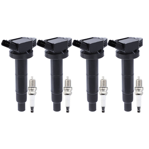 2008 Toyota Corolla L4 1.8L 4PCS Ignition Coil+Spark Plug UF333 UF494 C1330 90919-02244 Generic