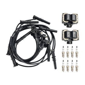1996-1998 Ford Mustang V8 4.6L 2 Ignition Coil Pack 8 Spark Plugs and Wire Set FD487 DG530 Generic