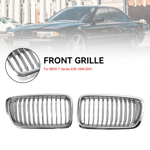 1994-2001 BMW 7 Series E38 2pcs Chrome Front Kidney Grill Grille 51138125811 51138125812 Generic