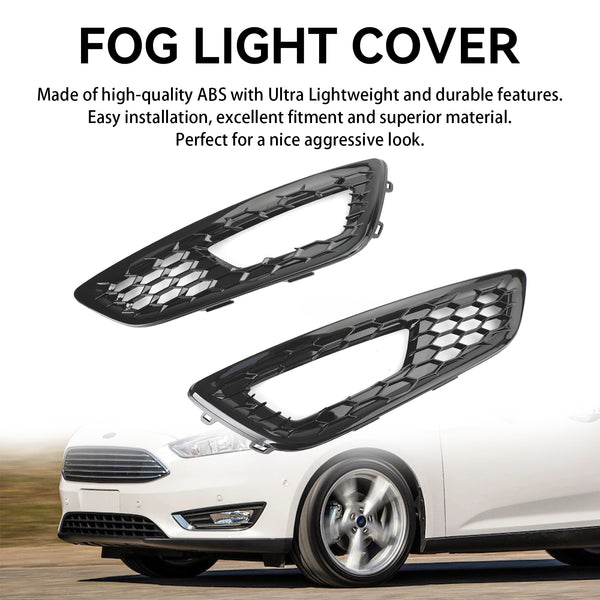 2015-2017 Ford Focus Pair Front Bumper Fog Light Lamp Cover Bezel Grill F1EZ15200A F1EZ15201A Generic