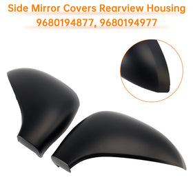 Side Mirror Covers Rearview Housing Matte Black for Peugeot 207 Hatchback