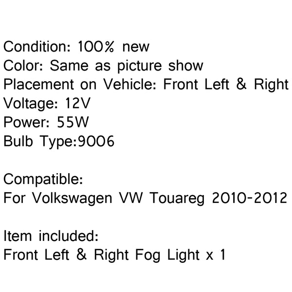 2010-2012 Volkswagen VW Touareg Front Left & Right Side LED Lamp Fog Light Generic