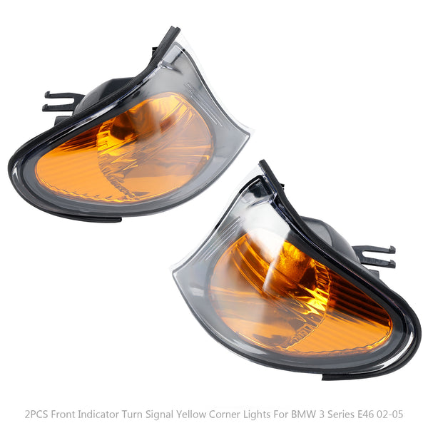 Front Indicator Turn Signal Yellow Corner Lights Fit For BMW 3 Series E46 02-05 Generic