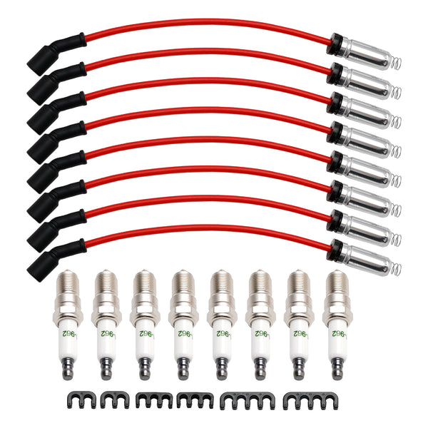 2008 Chevrolet Silverado 3500 6.0L V8 8x Spark Plugs +Wires 10.5mm Set 19299585 41962 Generic