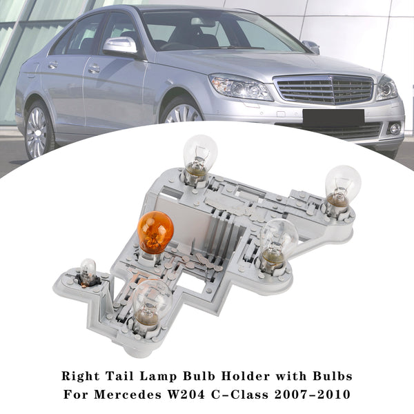 2007-2010 Mercedes Benz W204 C-Class Left+Right Tail Lamp Bulb Holder with Bulbs A2048201500 A2048201600 Generic
